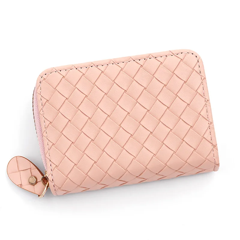 Leather-woven Card Holder Solid Color Multi-card Coin Purse Waterproof And Wear-resistant Wallet