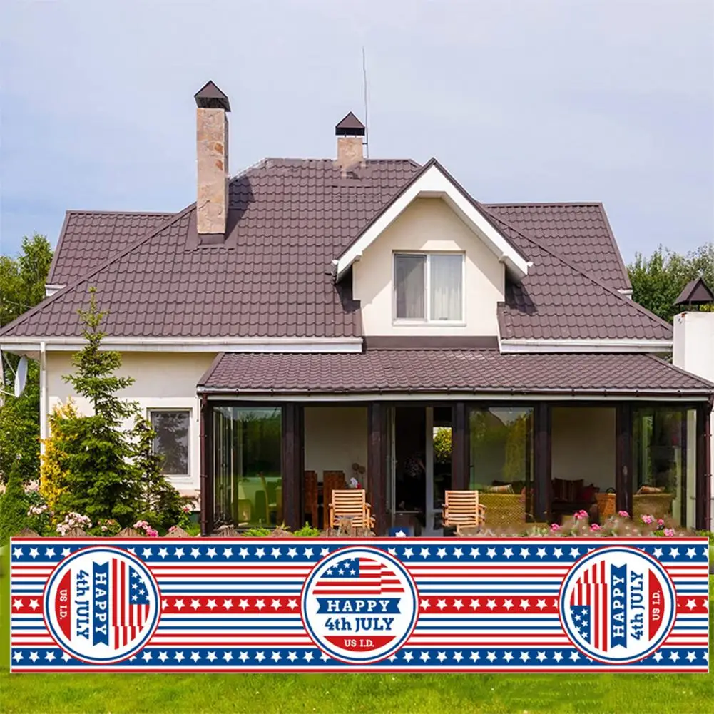 

Great Hanging Banner American Flag Design Reusable Polyester Independence Day Banner Household Supply