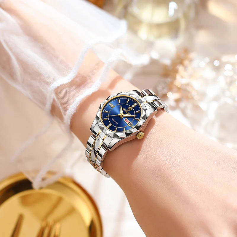 Binbong Женские Кварцевые Наручные Часы Модный Светящийся Водостойкий Дисплей Даты