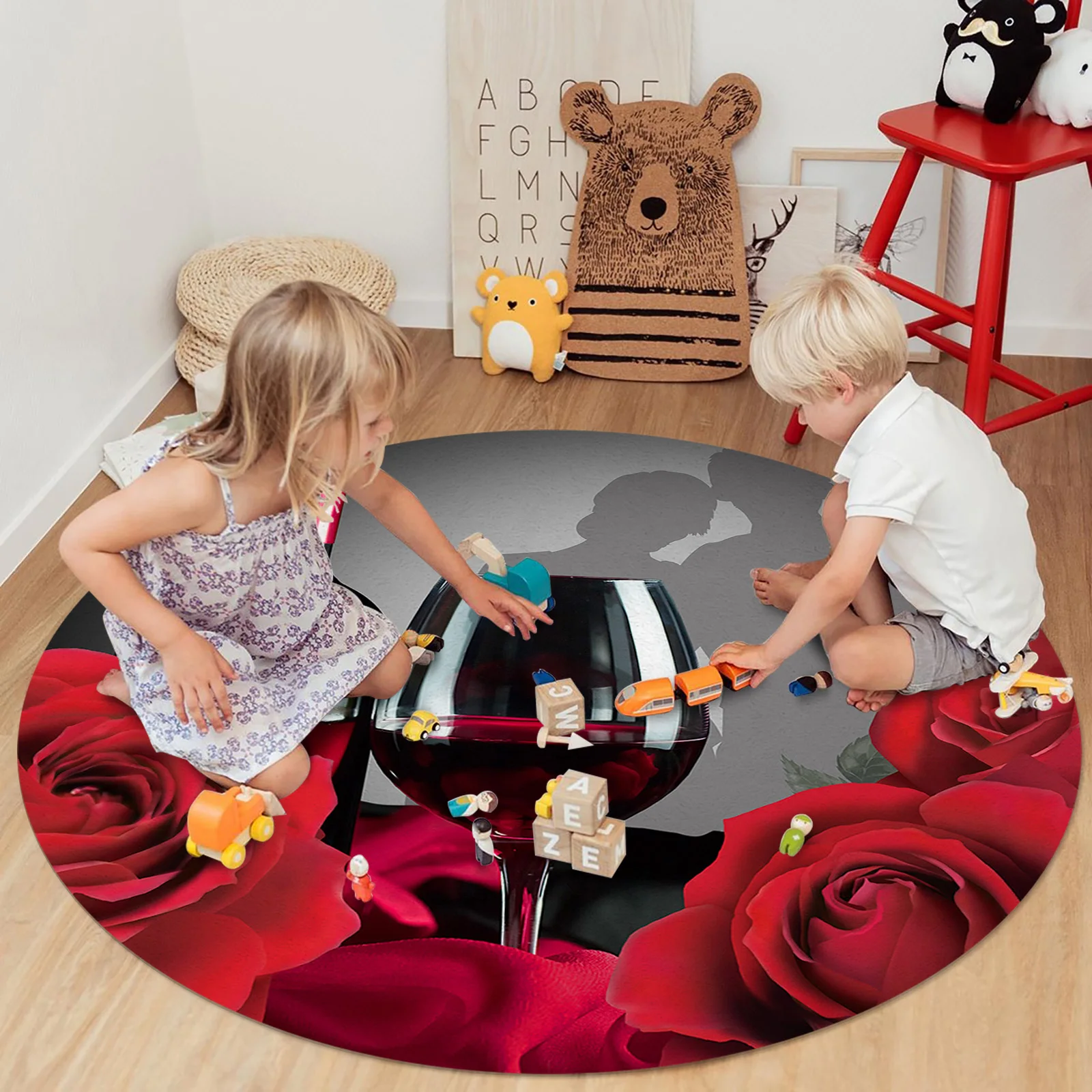 Ковры в виде красного вина с розами на День святого Валентина Домашние коврики