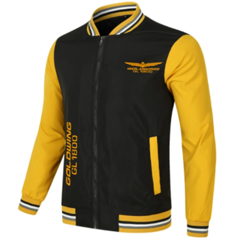 

2023 New Spring Autumn Men's Casual Sports Loose Goldwing Gl1800 Logo Zipper Baseball Jacket Man Thin Biker Coat B