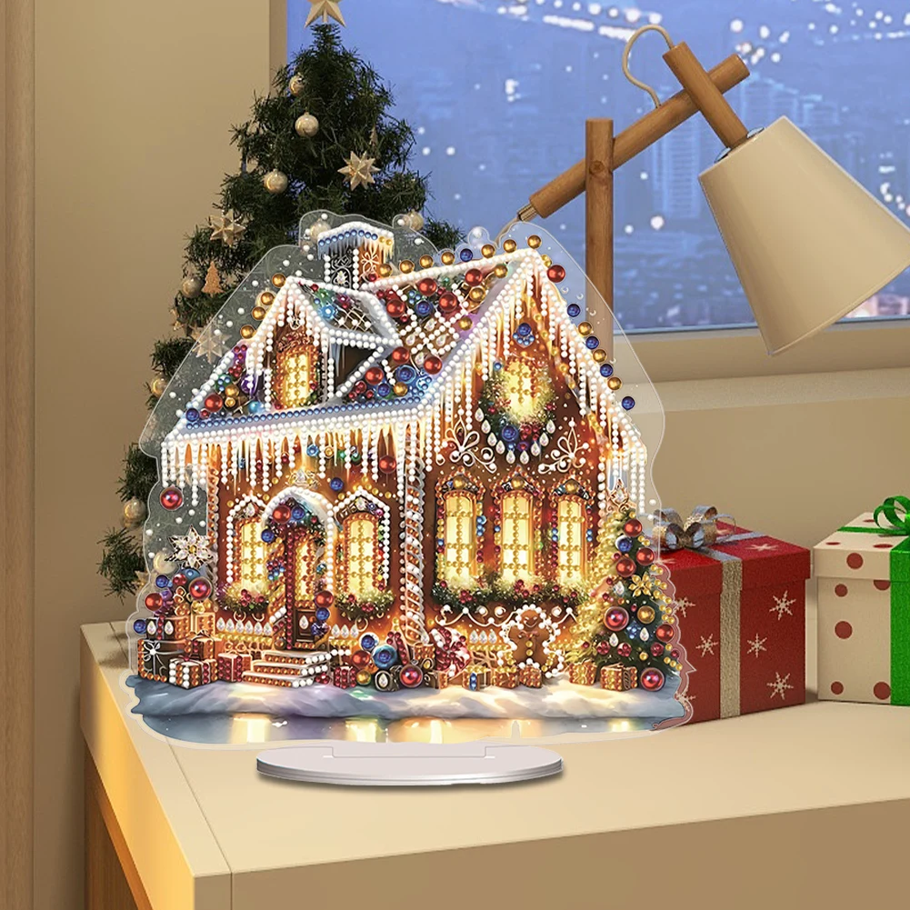 Рождественский дом Алмазная картина Настольные украшения Набор 5D DIY Алмазное