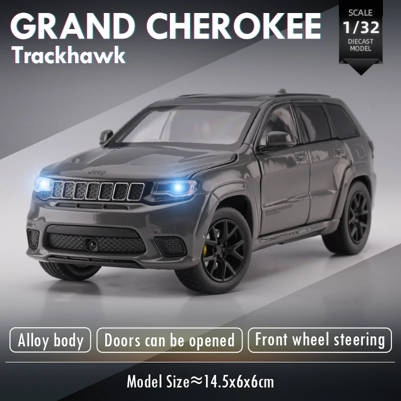 

JKM 1:32 Jeep Grand Cherokee Литые и игрушечные автомобили, металлическая модель автомобиля, амортизатор со звуком, фотоколлекция автомобиля, игрушки в подарок
