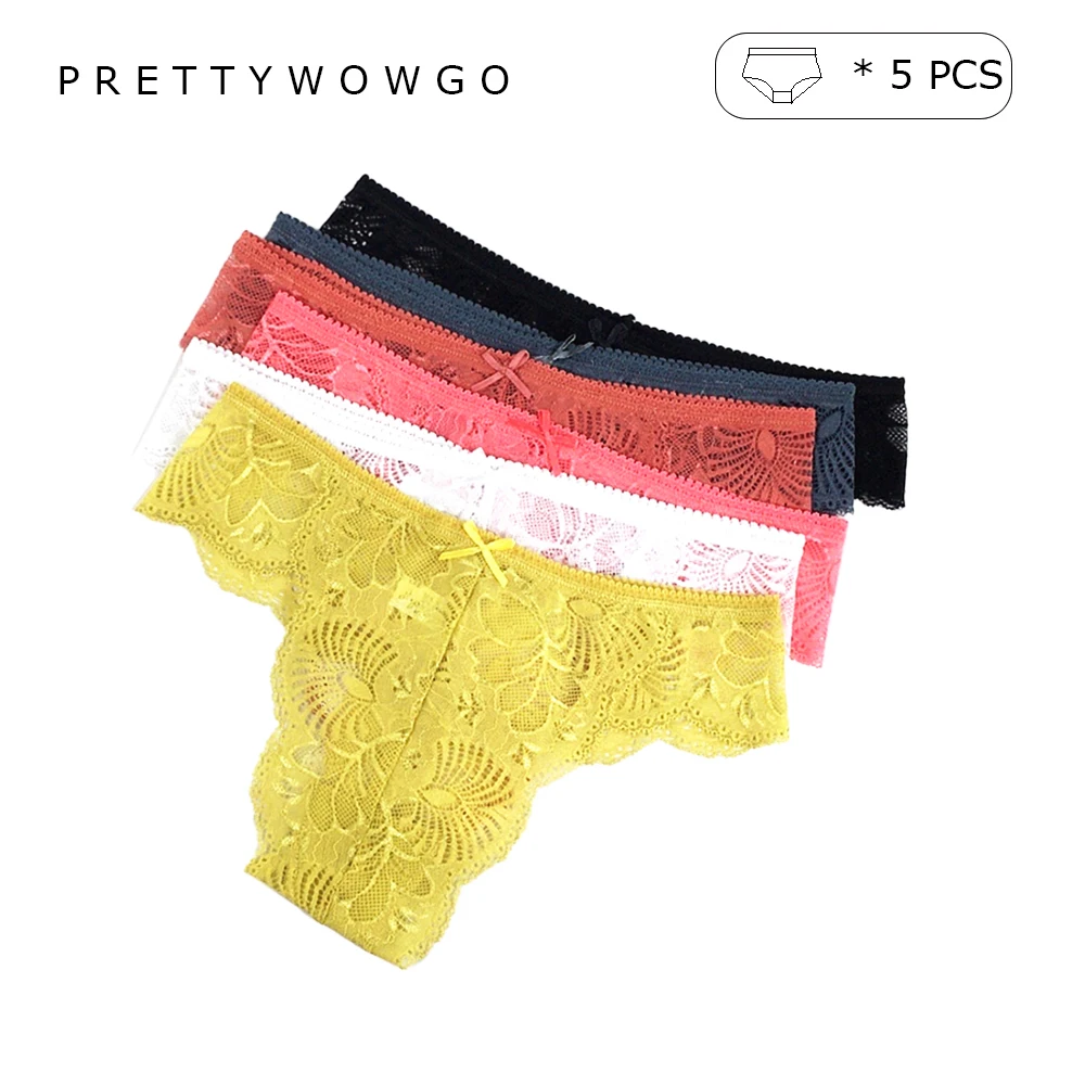 5 шт. женские кружевные трусики с низкой посадкой