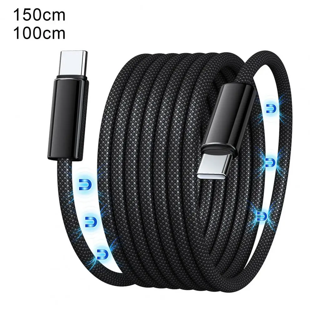 Магнитный кабель для быстрой зарядки 240 Вт оплетка USB C выдвижной не спутывается
