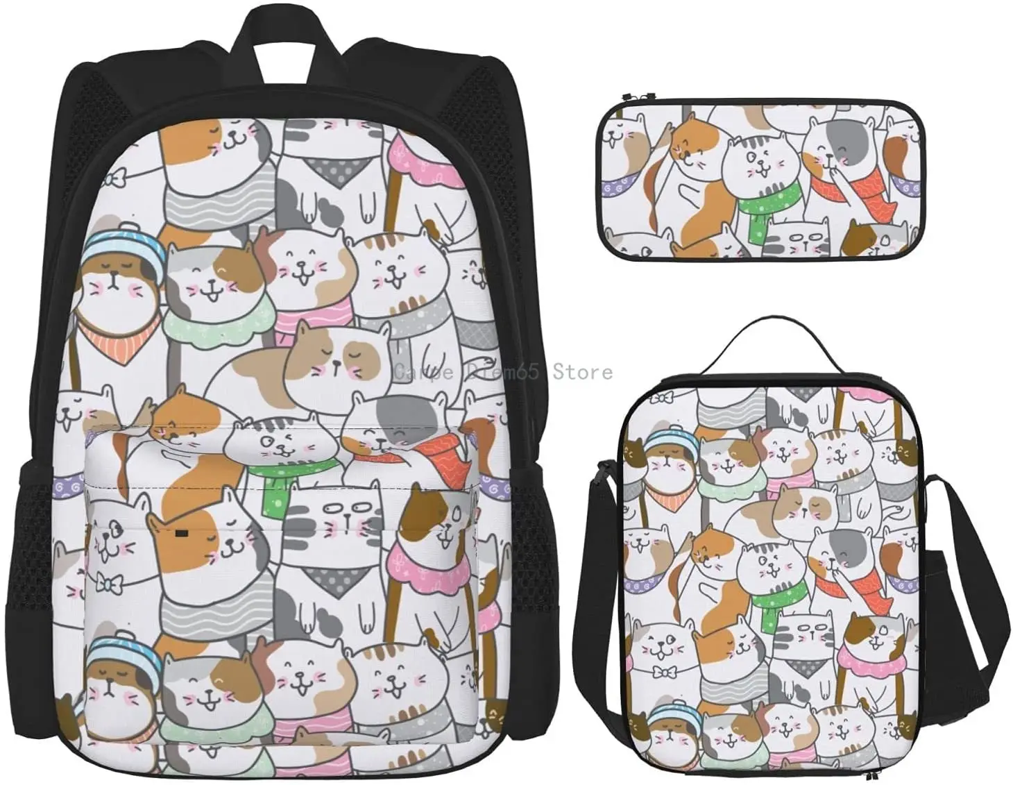 Школьный рюкзак с милым котенком для девочек, Подростковые Сумки для книг, детский обеденный кошелек