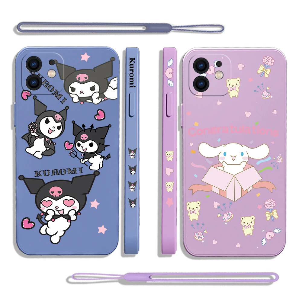 

Sanrio Kuromi Cinnamoroll Phone Case For Xiaomi Redmi Note 11 10A 10 10S 9 8 7 Pro Plus 10C 9A 9C 9T 4G 5G Cases With Lanyard