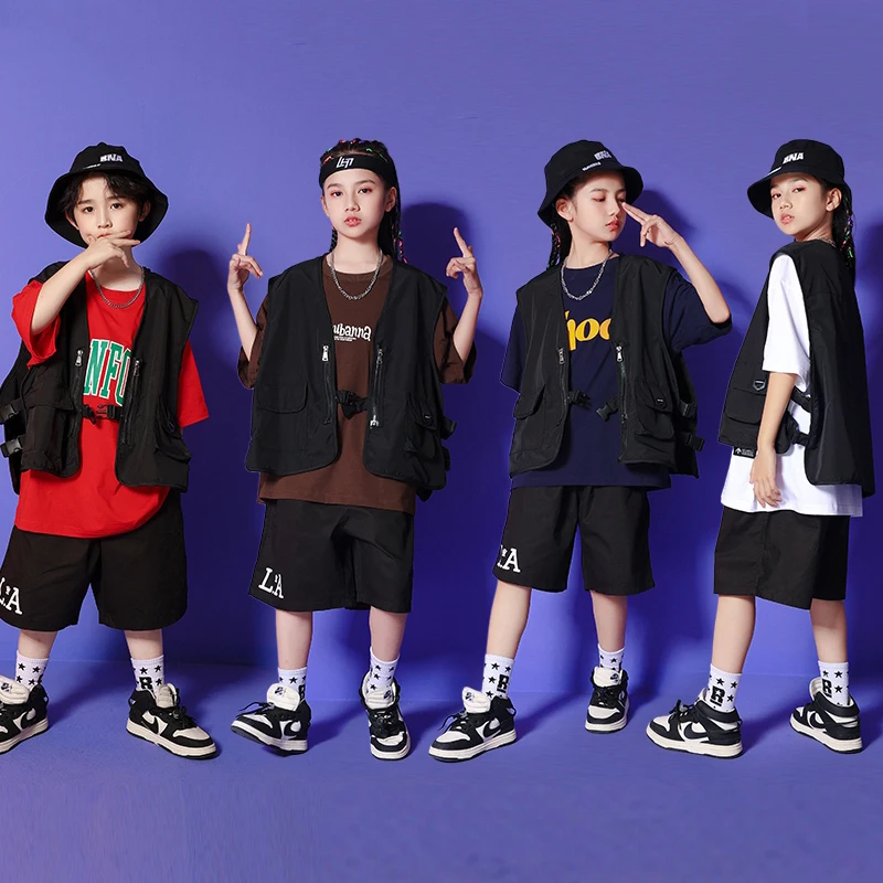 

Children Hip Hop Dancewear Summer Kids Street Dance Practice Clothes Vest Tops Shorts Girls Boys Jazz Dancer Outfit YS3759