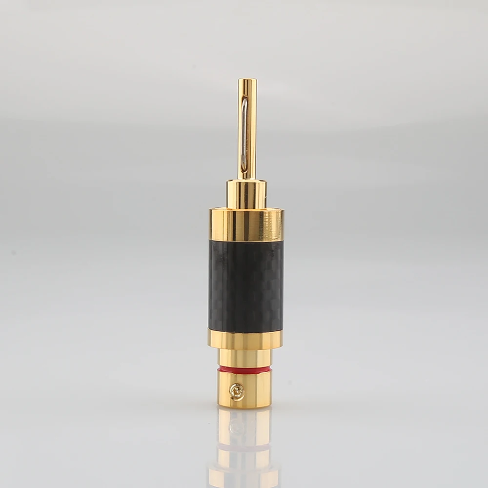 Gold Plated No Need Soderling Banana Plug Carbon Fiber Screw Lock Speaker Cable Wire Banana Connector