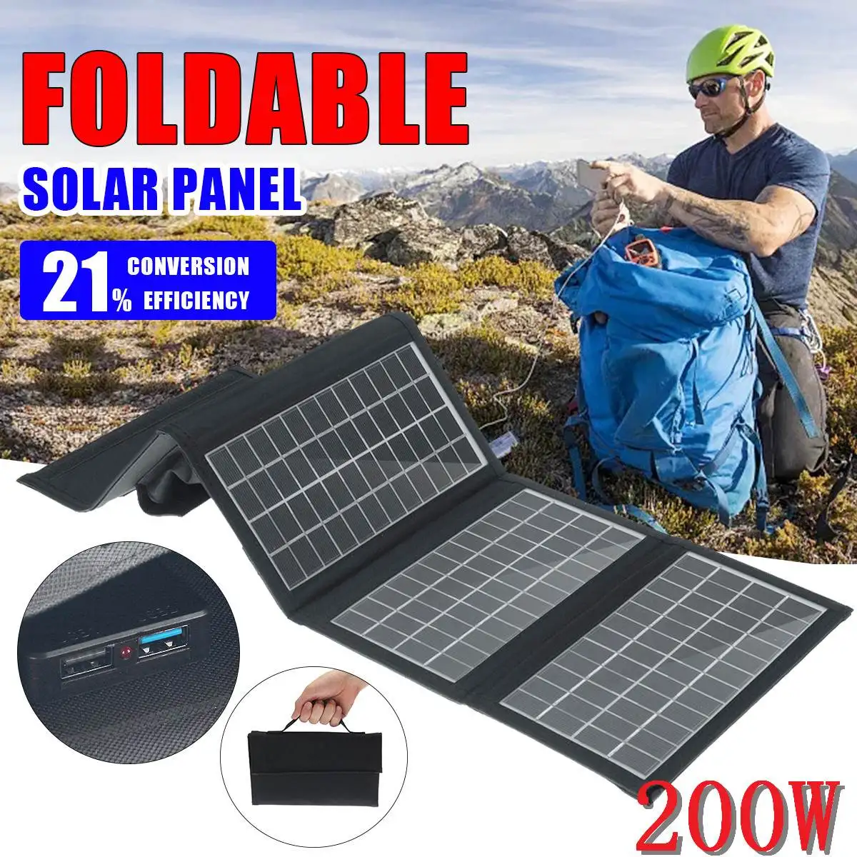 Монокристаллическая солнечная панель 200 Вт портативная складная сумка солнечное