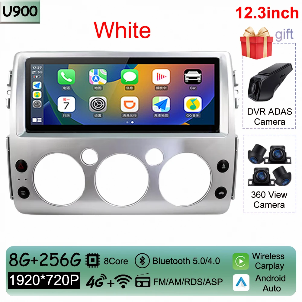 

Автомагнитола на Android для Toyota FJ Cruiser J15 12,3-2006, 2020 дюйма, мультимедийный проигрыватель, GPS, встроенный в Carplay, DSP, NO 2 DIN