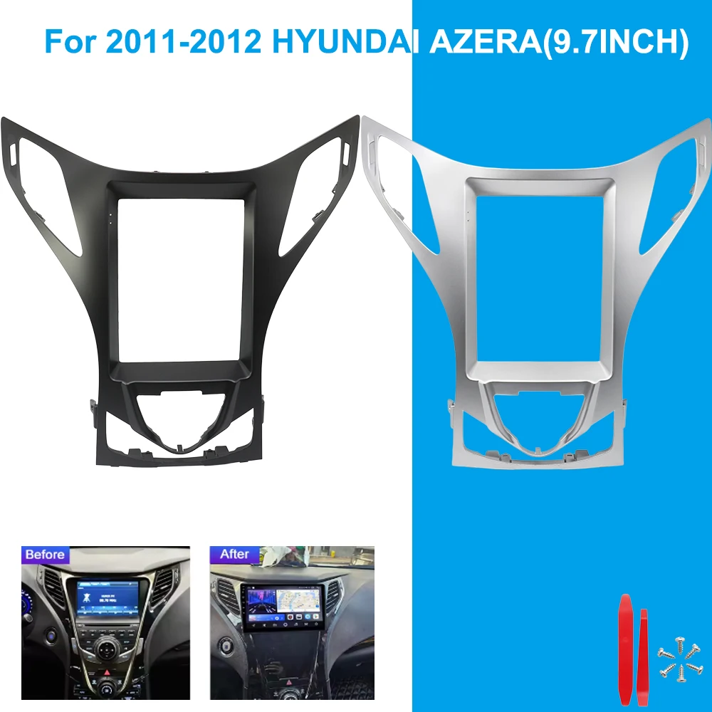 Фото Для Hyundai Azera 2011-2012: 9,7-дюймовая рамка для автомагнитолы, панель приборной панели, комплект для установки Android-стереосистемы №1
