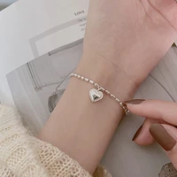 panjbj fashion silver color love bracelet female student niche design korean version internet celebrity peach heart bracelet