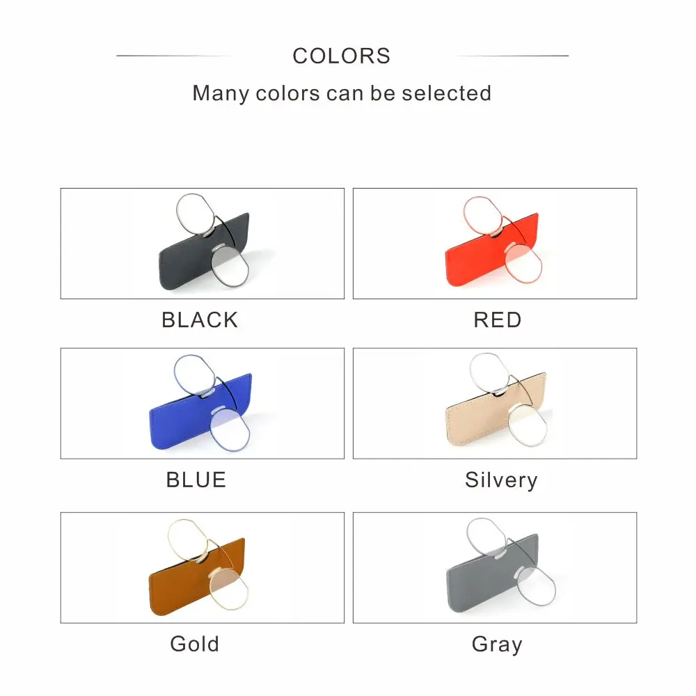 Фото Reading Glasses for Men Clip Nose Portable with Out Temple Presbyopic Glasses Oval Metal High Quality with Case №3