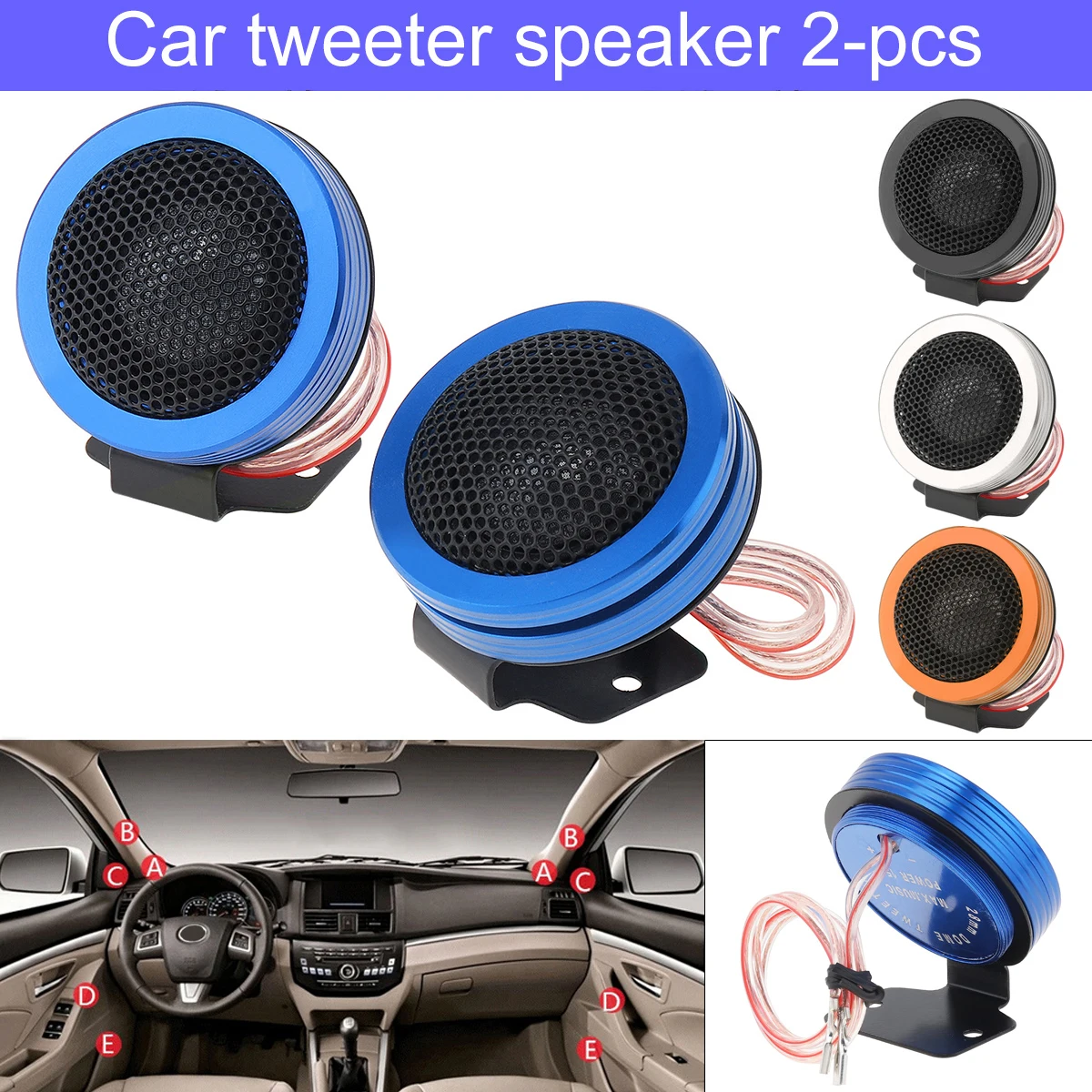 

2pcs 150W Built-in Crossover Car Silk High Efficiency Dome Tweeter Audio Loudspeaker Car Stereo Treble Speaker for Car