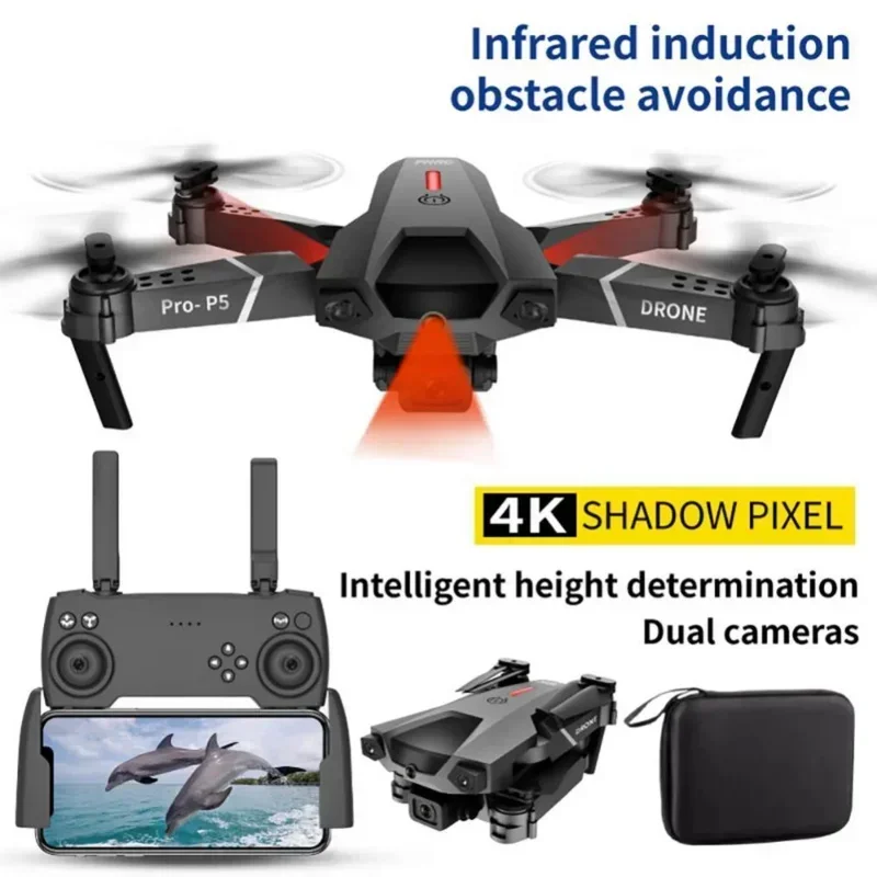

P5 Drone Professional 4K Dual HD Camera RC Quadcopter Helicopter Foldable Aerial FPV Wifi Photography Infrared Dron Gift Toy