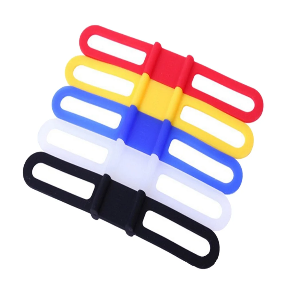 

5Pcs Cycling Mountain Bike Silicone Band Flashlight Phone Water Bottle Holder Strap Band Strap Tie (Random Color)