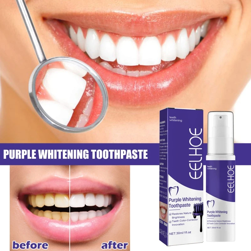 

30ml Purple Brightening Tooth Mousse Whitening Anti-Sensitive Removes Teeth Dental Calculi Fresh Breath Tooth Care Products