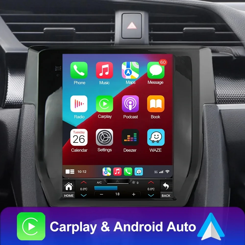 9 7-дюймовый автомобильный радиоприемник с GPS-навигацией для Honda Civic 2015-2020 Carplay Android