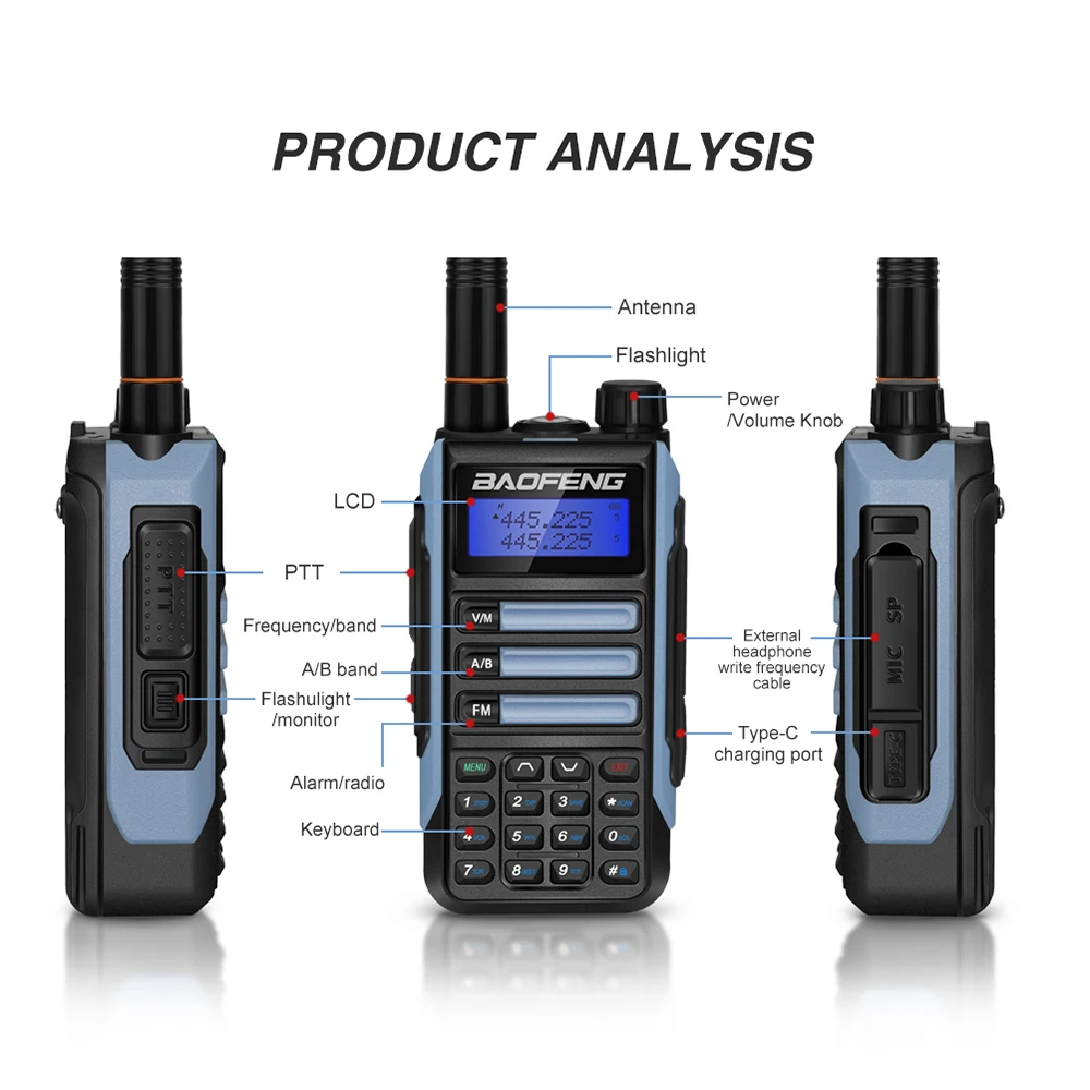 2022 Baofeng UV-16 plus IP68 Waterproof Walkie Talkie Dual Band High Power CB Radio Vhf Uhf CB Ham Radio Long Range Two Way Radi