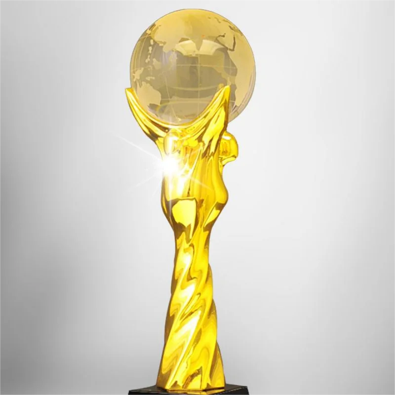 2022 New Super Hot Football Trophy 14.48 Inch Height 1:1 Size  Replica 5KG Metal Material Soccer Fans Best Collections