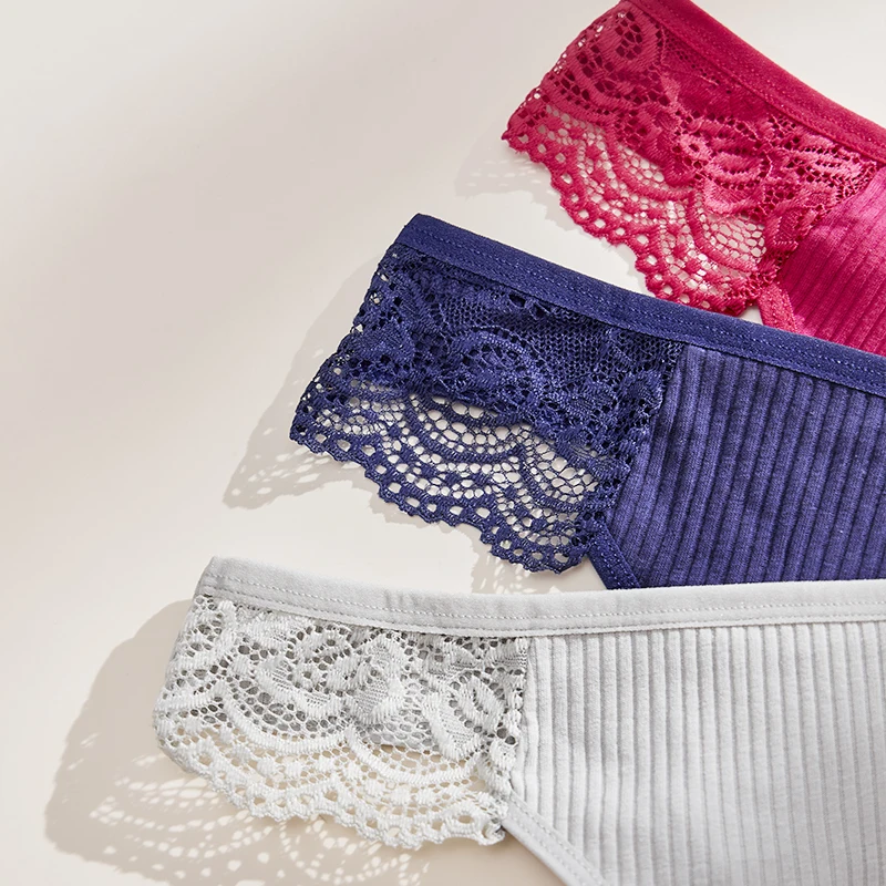 3 шт. хлопковые антибактериальные женские трусики однотонные стринги