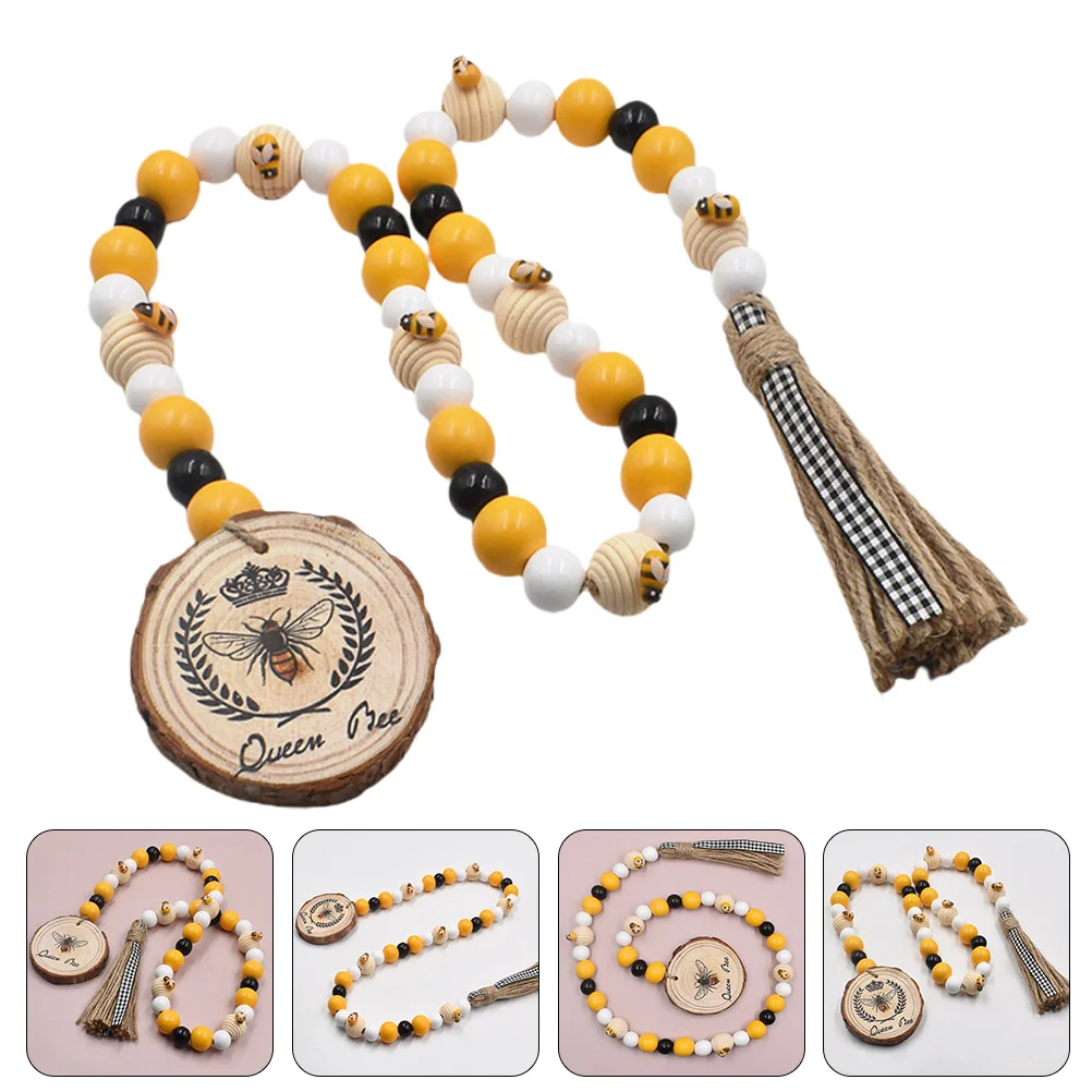 

Garland Decoration Beads Bead Wall Hanging Wooden Party Holiday Decorative Holder Tassels Beaded Rustic Adornment Bohemia Tray