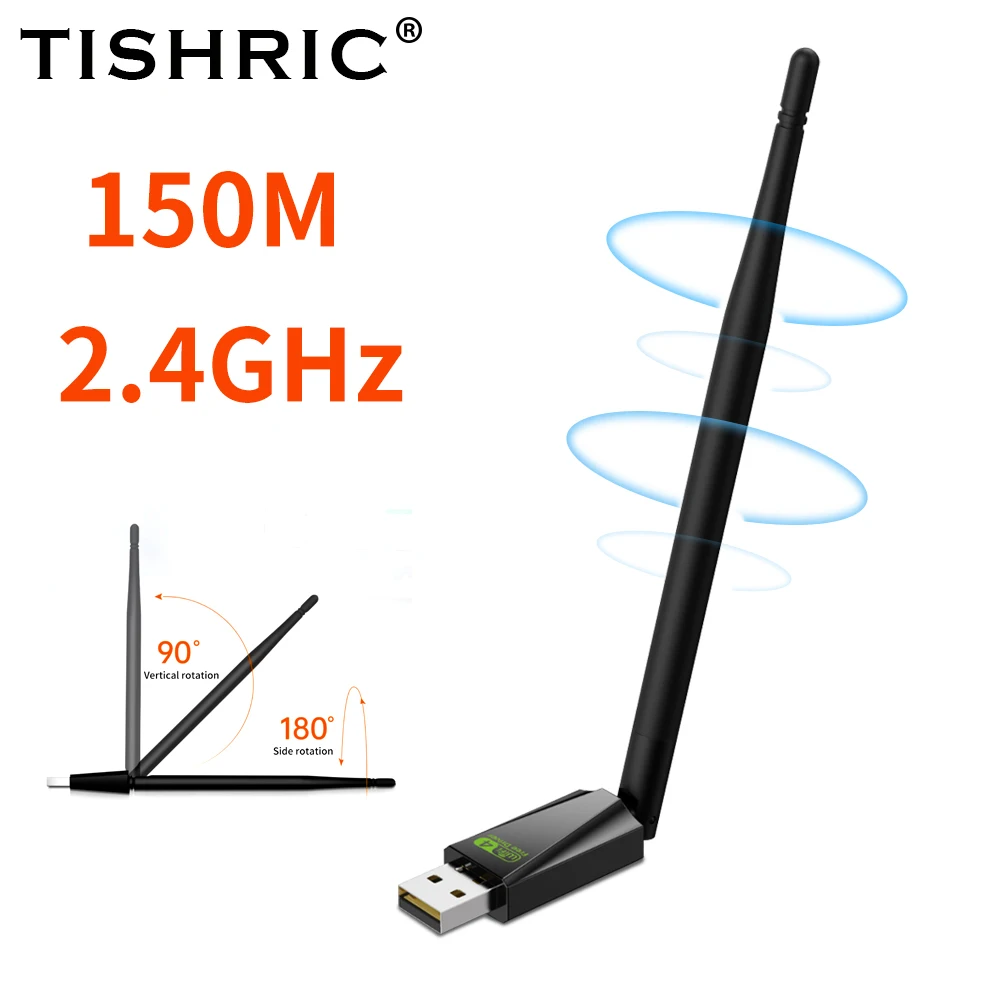 

TISHRIC 2,4 ГГц 150 _-USB Wi-Fi адаптер, Wi-Fi сетевая карта для ПК, ноутбука, Wi-Fi антенна, USB Ethernet-приемник