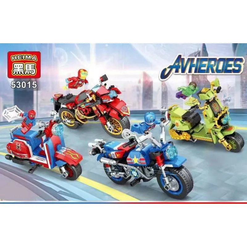 Мстители Капитан Америка Человек-паук Халк мотоцикл собранный человек