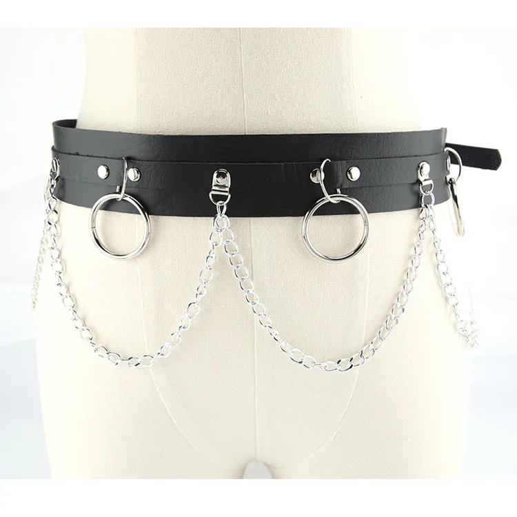 Leather Body Harness Chain Belt Sexy Women Straps Girls Rave Waist Belly Jewelry Fashion Accessory