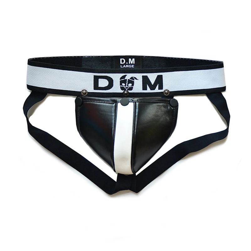 Gay Tangas Sissy Thong Men Underwear Sexy Strings Lingerie Panties PU Detachable Slip Cuecas Jockstrap Ropa Interior Hombre
