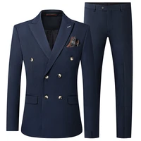 2022 fashion new mens casual boutique double breasted solid color business suit 3 pcs blazers jacket coat trousers vest pants