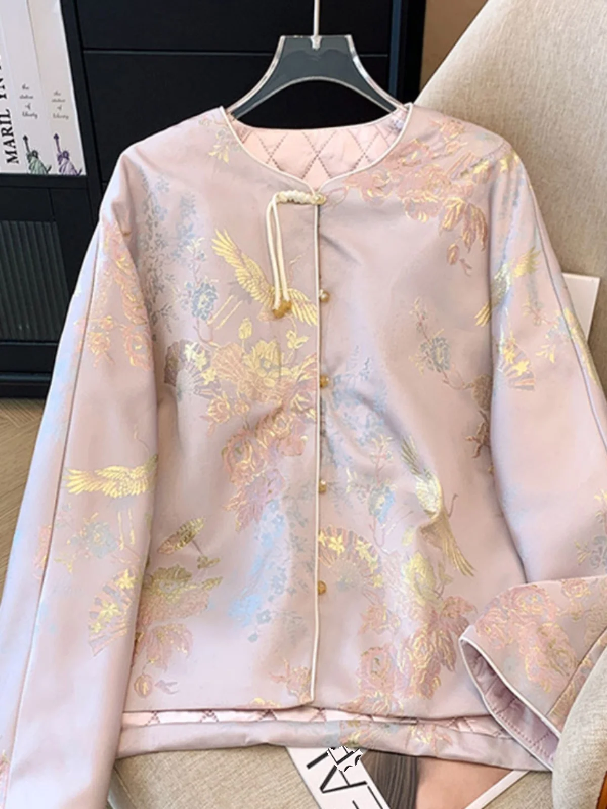 Атласная новая китайская легкая национальная куртка с хлопковой подкладкой