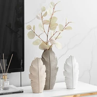 simple home decor creative leaf ceramic vase nordic living room decoration accessories room decoration cachepot for flowers gift