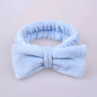 comfortable bow spa shower makeup headbands face wash solid color fluffy bowknot headbands for women ladies