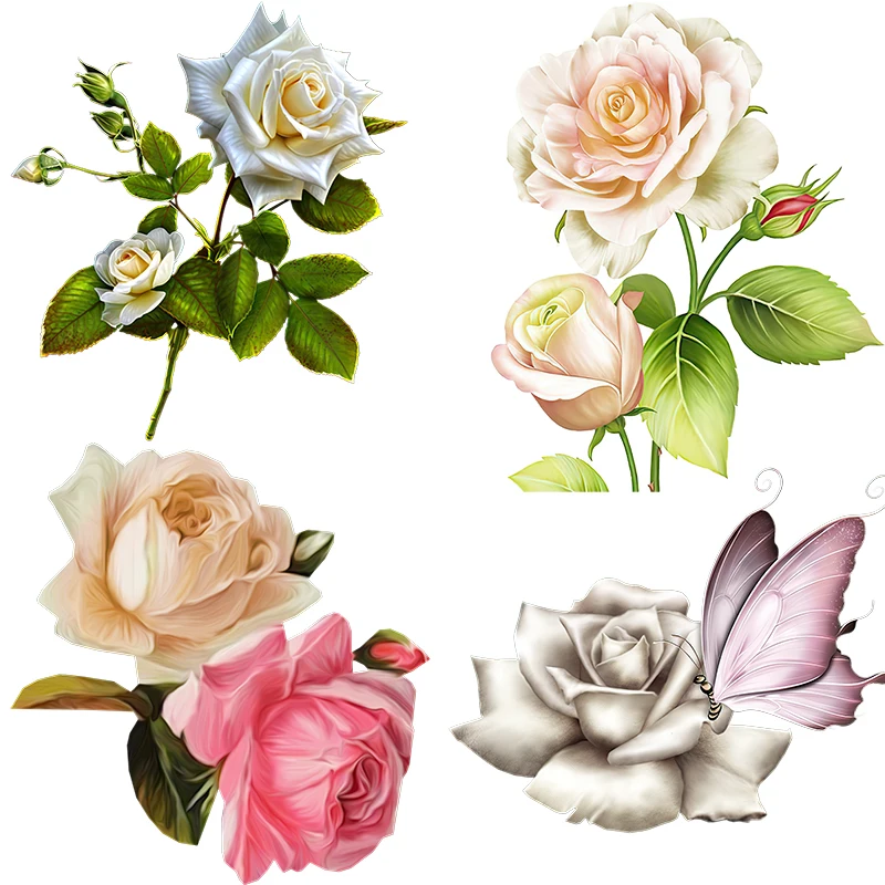 

QCF189 элегантная белая роза букет Наклейка на стену искусство для украшения дома