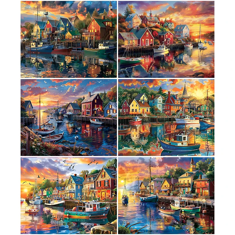 Картина по номерам закат и парусная лодка акриловая краска холст Прямая поставка