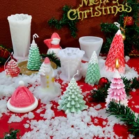 2022 christmas silicone candle mold snowman santa claus xmas tree elk silicon mould diy cake soap candle making molds