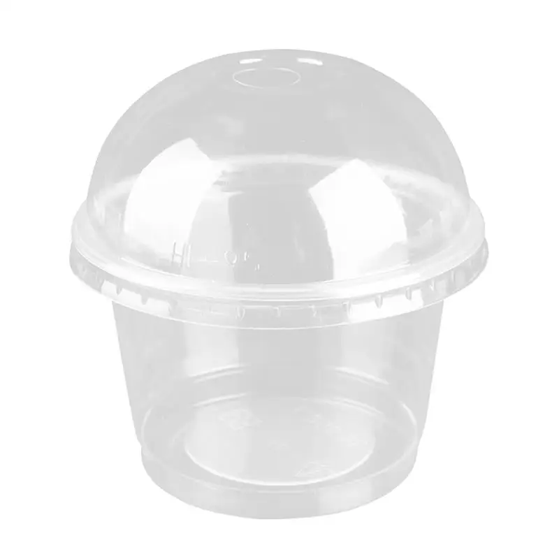 

25pcs 250ml Disposable Salad Cup Transparent Plastic Dessert Bowl Container with Lid for Bar Cafe Home (Dome Lid with Hole)