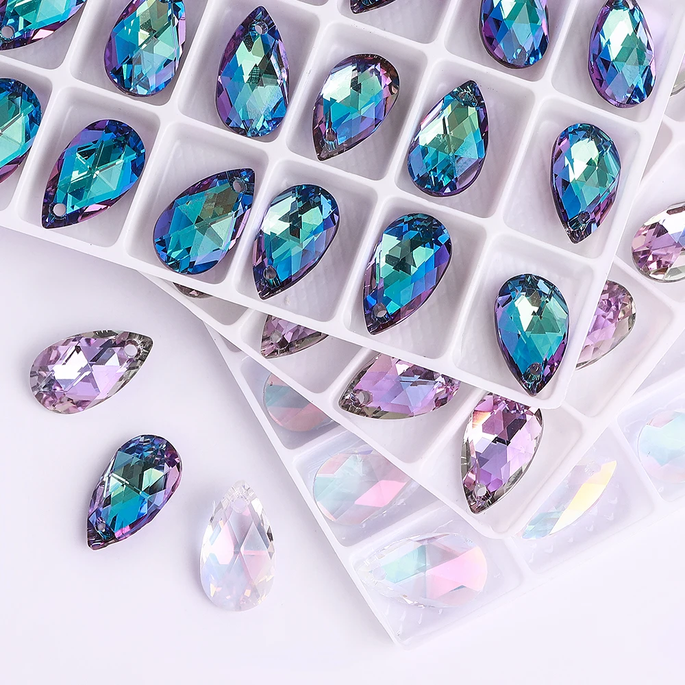

9x16MM Glass One Hole Water Drop Rhinestone Pendant Pear Shape Glitter Crystal Stones DIY Jewelry Accessories for Making Earring