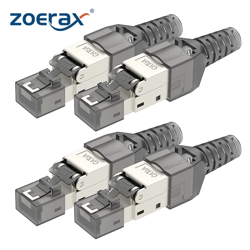 Разъем ZoeRax RJ45, CAT8, Cat7, CAT6A, безинструментальный, многоразовый, экранированный, для кабелей Ethernet, 10 Гбит/с, POE
