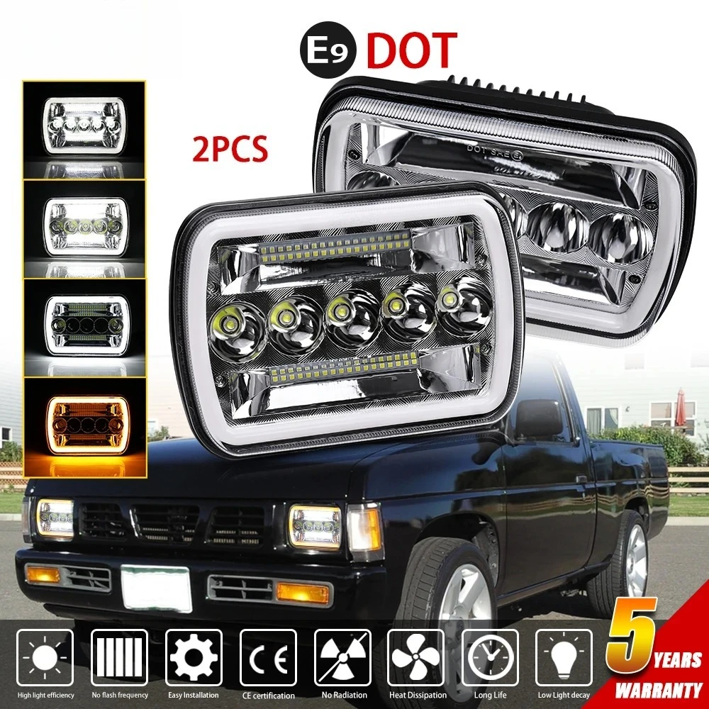 Фото 400 Вт 5x7 дюймов светодиодные фары 7x6 80000LM светодиодные фары Hi/Low Turn Signal Dot E9 DRL для Offroad 4x4 аксессуары 12 В 24 В №1