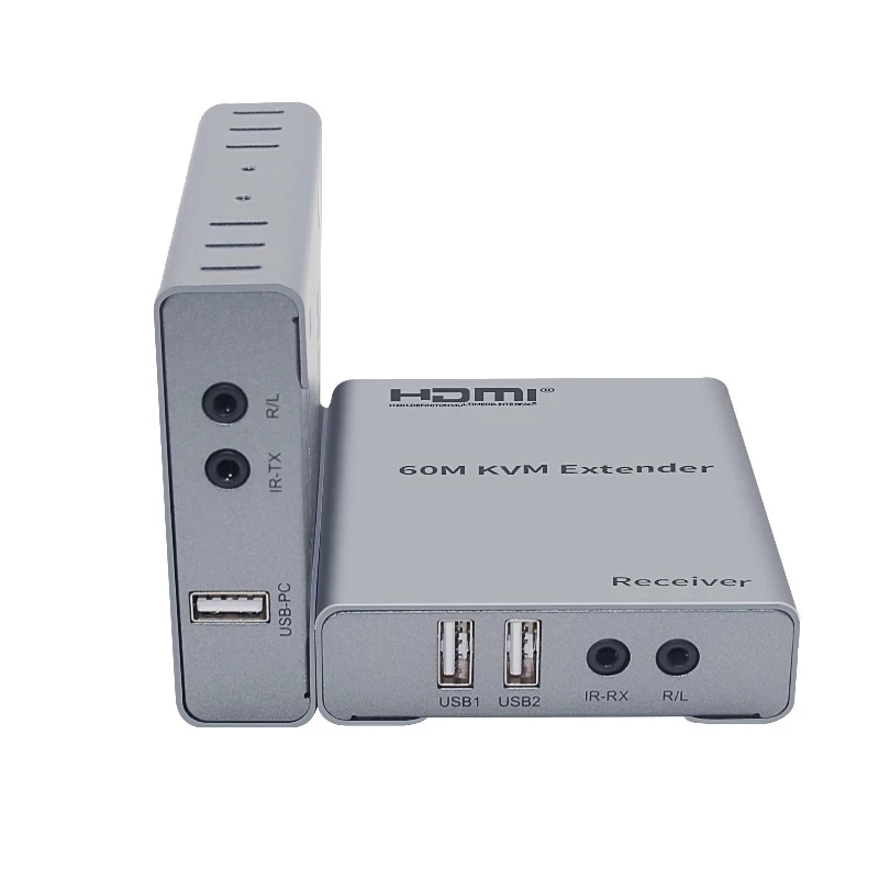 

60M USB KVM Extender over cat5e/6 RJ45 Ethernet 1080P HDMI USB extender with Audio Extractor HDMI to Rj45 For USB Mouse keyboard