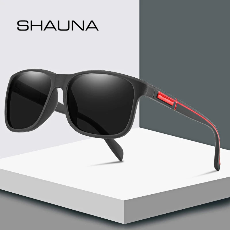 

SHAUNA Men Classic Polarized Square Sunglasses Mirror Film Coating Fishing Driving Sun Glasses Shade UV400