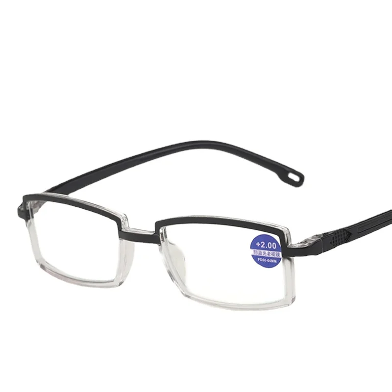 

Square Reading Glasses Anti Blue Llight Glasses Women Metal For Men and Women Half Rimless HD Readers Reading Glasses