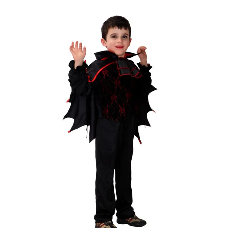 

Halloween Cosplay Vampire Baron Costume Kids fantasia Black vampire Bats Boy's Carnival Party Outfit
