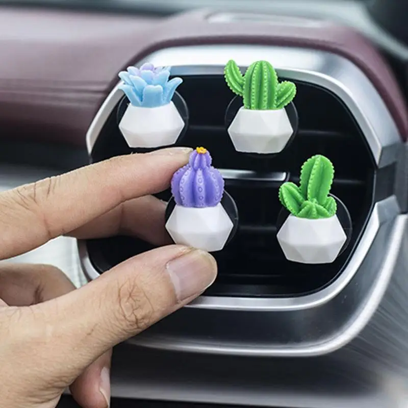 

Car Diffuser Air Freshener 4pcs Mini Auto Vent Scent Pendant With Green Plant Shape Car Aromatherapy Deodorizer Styling Ornament