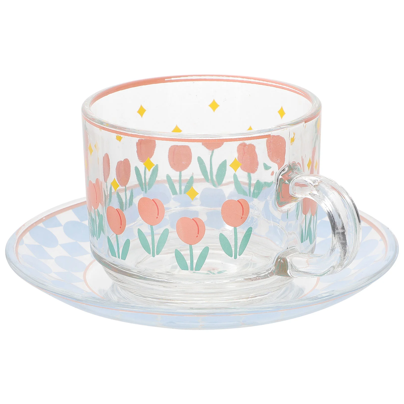 

Cup Tea Mug Saucer Coffee Cupsespresso Cappuccino Water Serving Abstract Vintage Flower Fancy Painted Funny Set Glass Afternoon