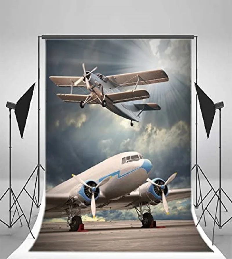 

Airport Airplane Photo Photography Backdrop Biplane Aircraft Taking Off Flying Home Background Adult Baby Portrait Photo Booth