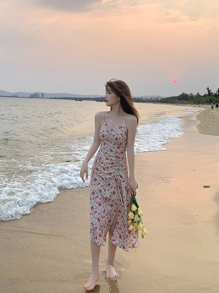 Элегантное цветочное искусственное сексуальное винтажное шифоновое платье на